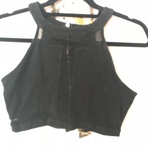 Crop top w/ mesh and gold zipper
